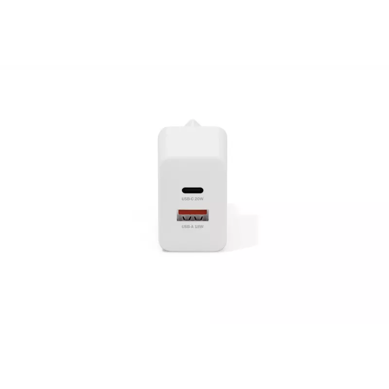 Ładowarka sieciowa USB DIGITUS 20W, 1x USB-C, 1x USB-A, wejście 100–240V, biała