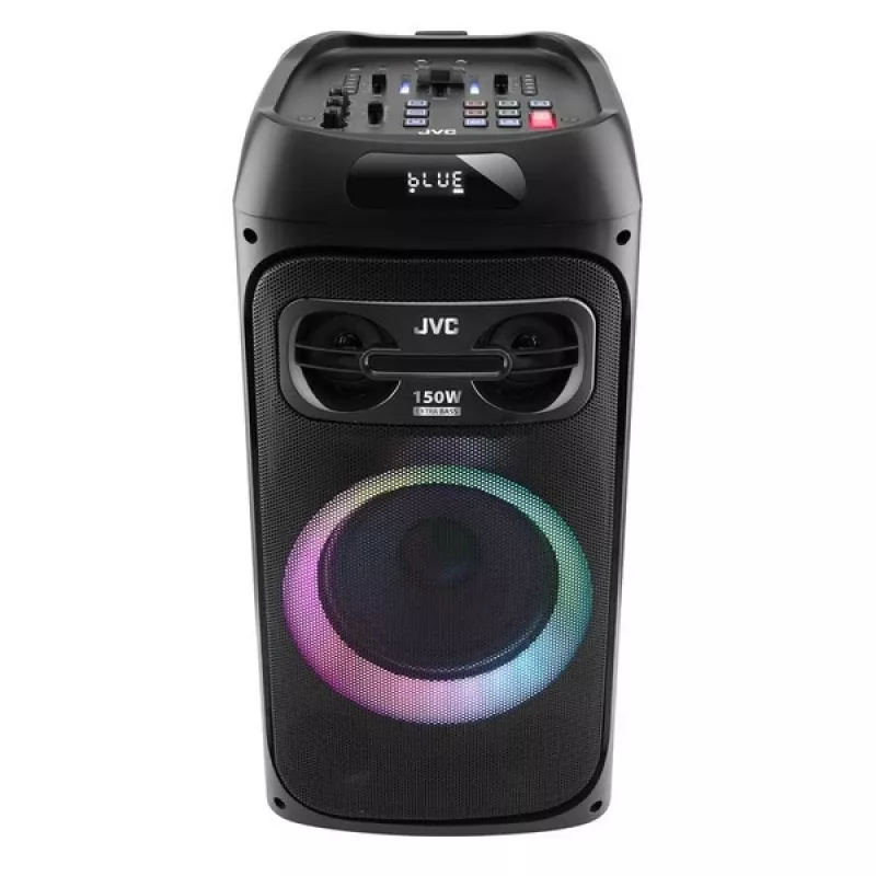 Głośnik imprezowy JVC XS-EP514B — stereofoniczny głośnik przenośny, 150 W RMS, Bluetooth 5.0, TWS, bateria 4000 mAh, karaoke, FM, czarny