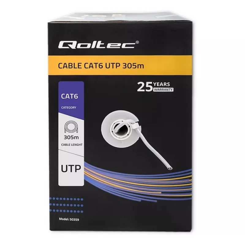 Kabel krosowy UTP QOLTEC 50359 RJ45 CAT6 305m niebieski