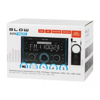 Radio samochodowe 2DIN BLOW AVH-9620 podwójne DIN w desce rozdzielczej z Bluetooth 5.0, USB Type-A, wyświetlaczem 2,8 cala, 4×60W RMS