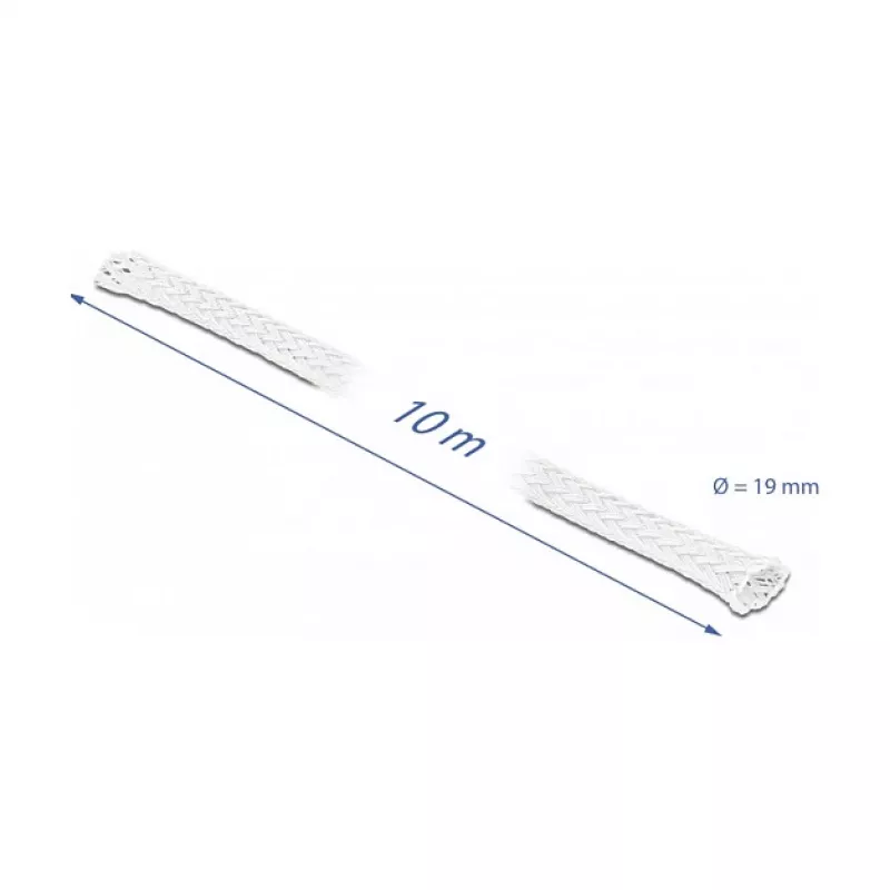 Oplot pleciony DeLOCK 20805 10 m x 19 mm biały