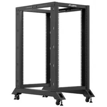 Szafa otwarta Lanberg 22U Czarna (22HE, Rack 19 Cali), Stojak Rack, Czarny