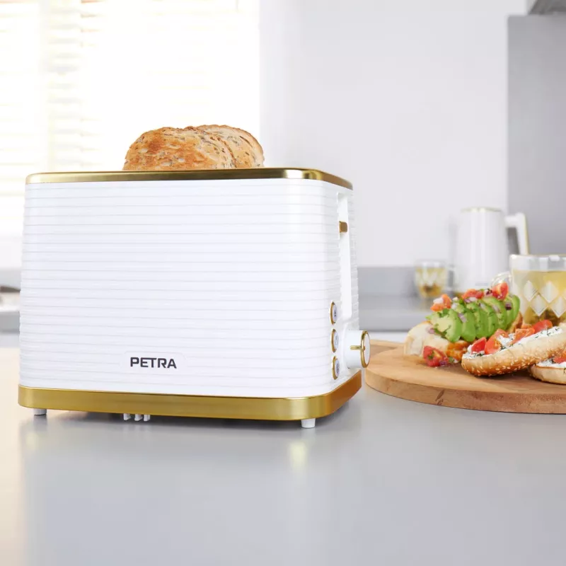 Toster Petra PT5032WVDE 2-kromkowy, kompaktowy toster elektryczny z 2 szczelinami