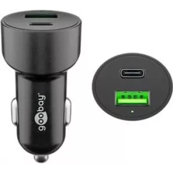 Goobay 39908 Ładowarka do urządzeń mobilnych Smartfon - Tablety Czarna Adapter do gniazda zapalniczki Szybkie ładowanie Samochodowa (39908)