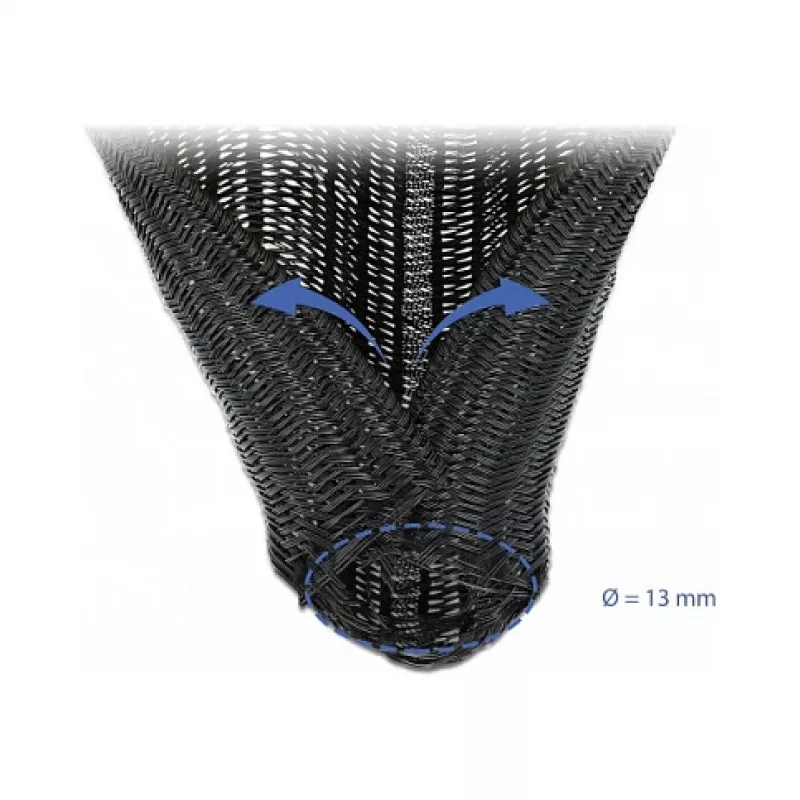Oplot pleciony DeLOCK 18909 5 m x 13 mm czarny