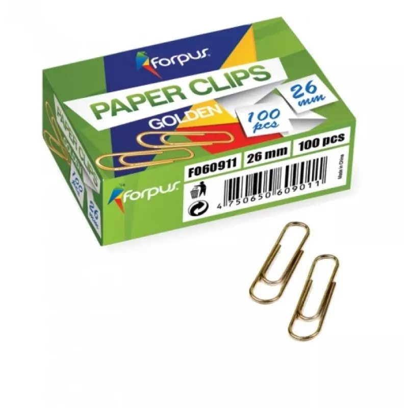 Clips Forpus, żółty metal, okrągłe 26mm (100) 1104-006