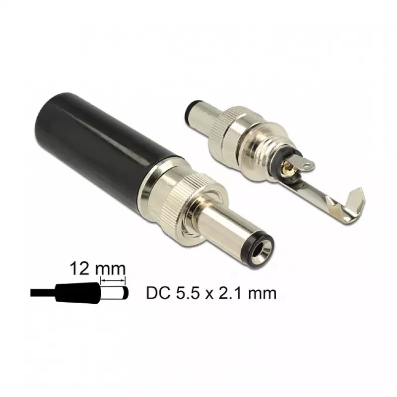 DeLOCK 89915 Złącze przewodowe DC Czarny Nikiel Średnica zewnętrzna 1,06 cm