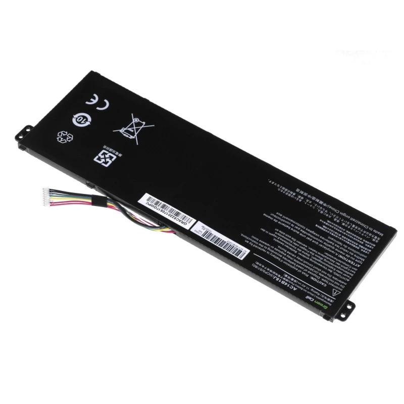 Bateria zielony Cell AC52 do Acer Aspire E11 ES1-111M ES1-131 E15 ES1-512 Chromebook CB3-111 CB5-311, 11,4 V 2200 mAh Li-Ion, 3 ogniwa, czarna