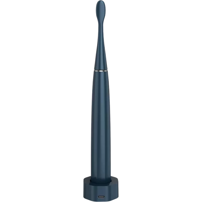 Bezprzewodowa szczoteczka do zębów, granatowa, 3 końcówki, 1400 mAh, funkcje: miękka, czyszcząca, masująca, wybielająca, zamiatająca