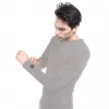 Bluza Glovii GJ1GL z okrągłym dekoltem, długim rękawem, szara, elastan, poliester