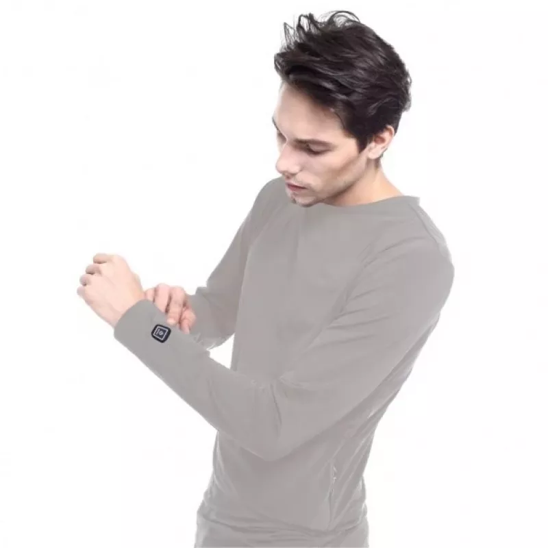 Bluza Glovii GJ1GL z okrągłym dekoltem, długim rękawem, szara, elastan, poliester