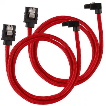 Corsair premium w oplocie SATA-Cable kątowy, czerwony 60cm - 2-zestaw