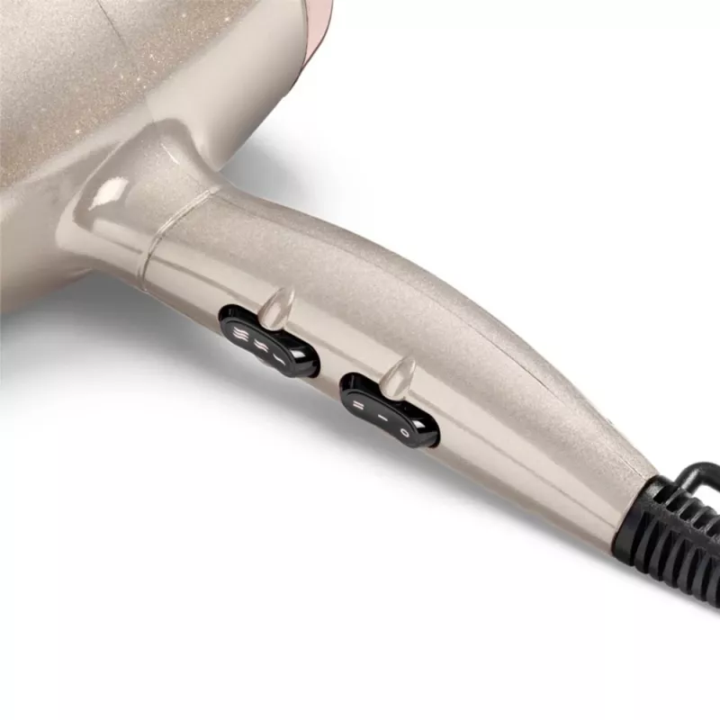 Suszarka do włosów BABYLISS 5914PE — 2000 W, silnik DC, 3 poziomy temperatury, 2 prędkości, funkcja zimnego nawiewu, Czarna/Złota/Różowe złoto