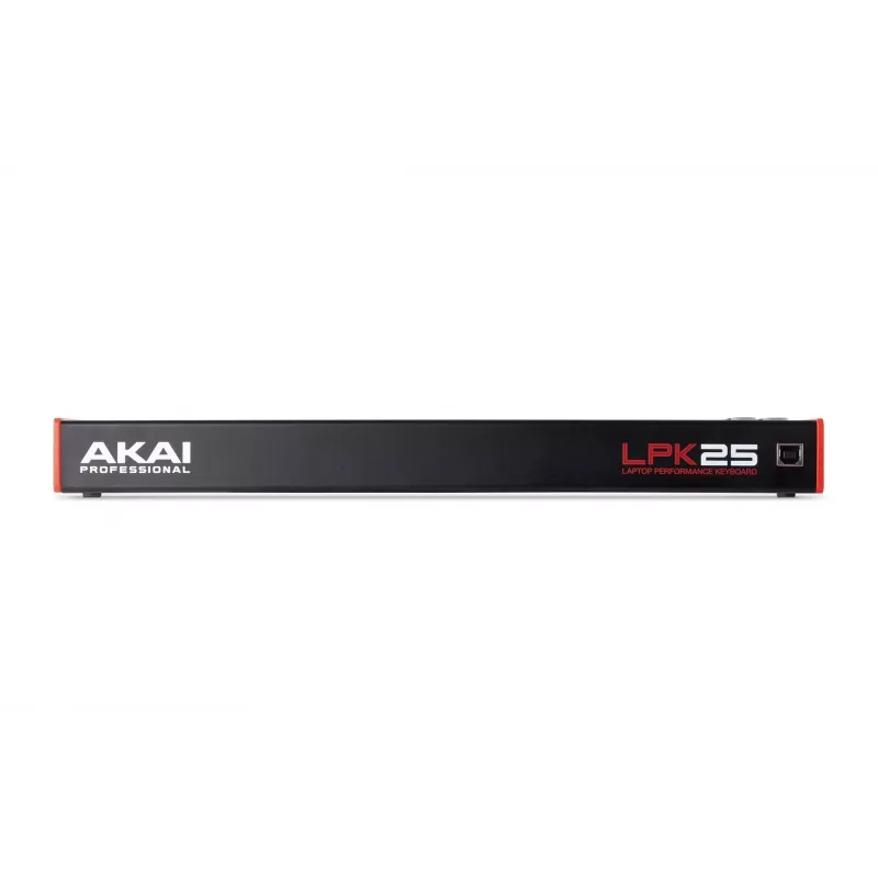 AKAI LPK25 MKII 25-klawiszowy mini klawiatura MIDI zasilana przez USB — przesunięcie oktaw, arpeggiator, 6 przycisków, czerwona