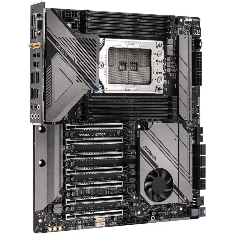 Płyta główna ASRock WRX80 CREATOR R2.0 — AMD WRX80, Socket sWRX8, E-ATX, 8× DIMM DDR4, maks. 2 TB, Wi‑Fi 6E, LAN 10 Gb, audio 7.1