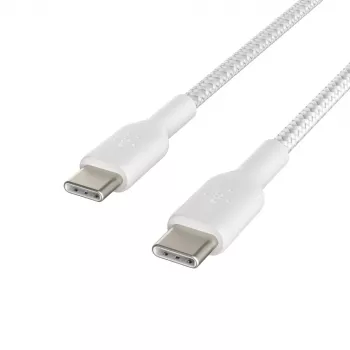 Kabel pleciony USB-C na USB-C 1m Biały