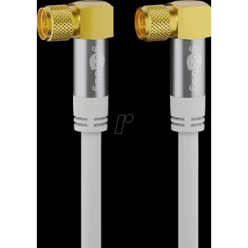 Kabel antenowy SAT Goobay (typ 135 dB), 4-krotnie ekranowany, 1 m, biały - pozłacany, wtyk F 90° > wtyk F 90° (70481)