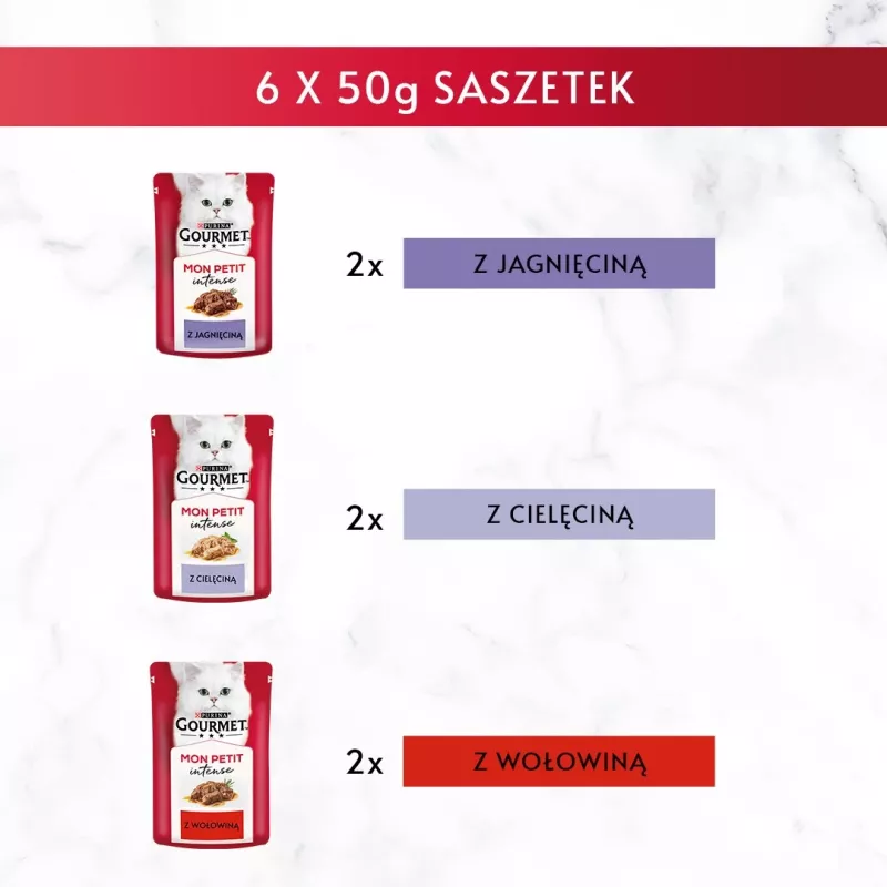 GOURMET Mon Petit Meat Mix - karma mokra dla kota - 6 x 50 g