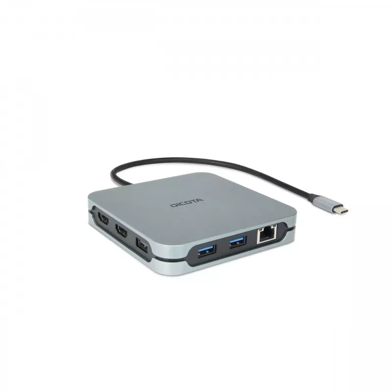 DICOTA D32057 USB Type-C Hub 10000 Mbit/s Srebrny