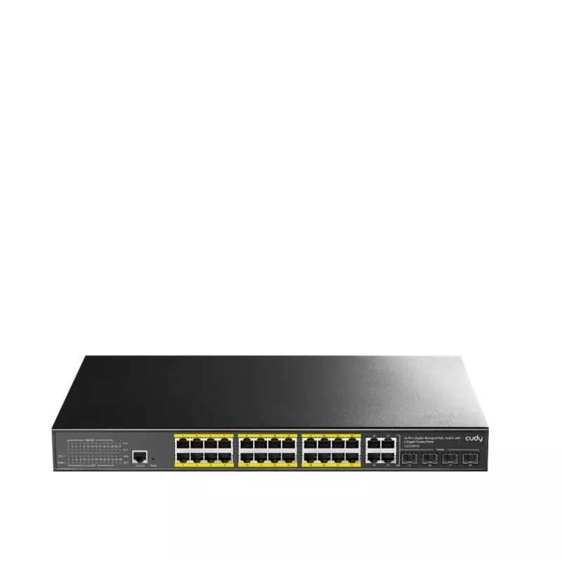 Przełącznik zarządzalny Cudy GS2028PS4 L2 Gigabit Ethernet 24 porty PoE 1U Czarny