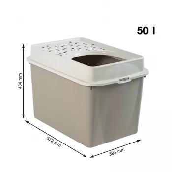 Kuweta dla kota rotho Berty Eco Cappuccino — technopolimer, 50 L, 572×393×404 mm, bez BPA, 1 kg