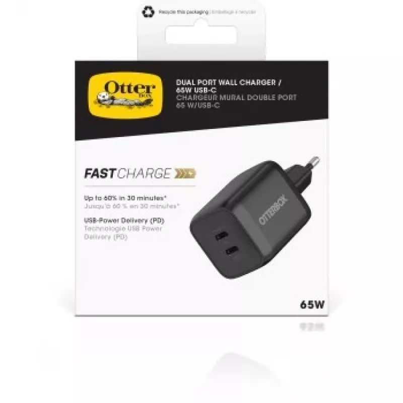 Standardowa ładowarka sieciowa EU Otterbox 65 W - 1x USB-C 45 W + 1x USB-C 20 W USB-PD