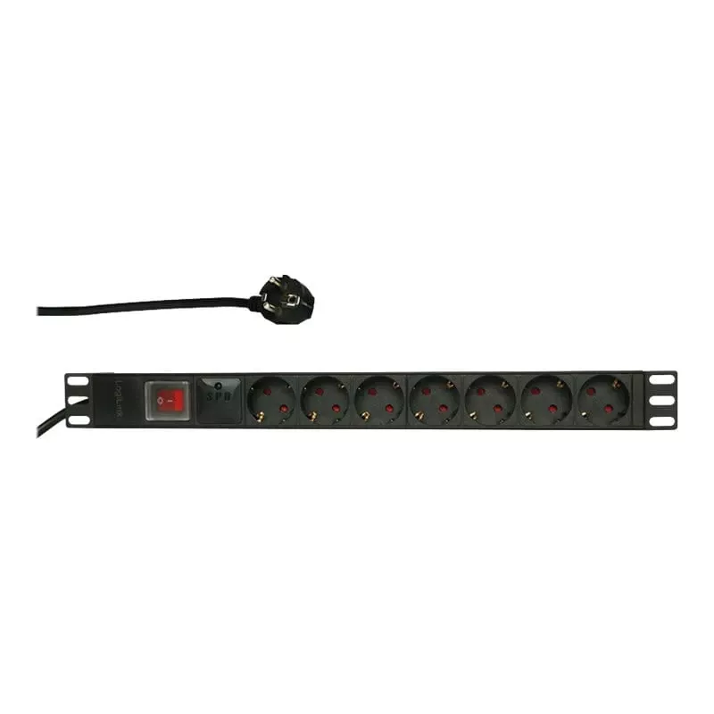 Listwa przeciwprzepięciowa LogiLink PDU7C01 czarna 7 gniazd AC 230 V 2 m