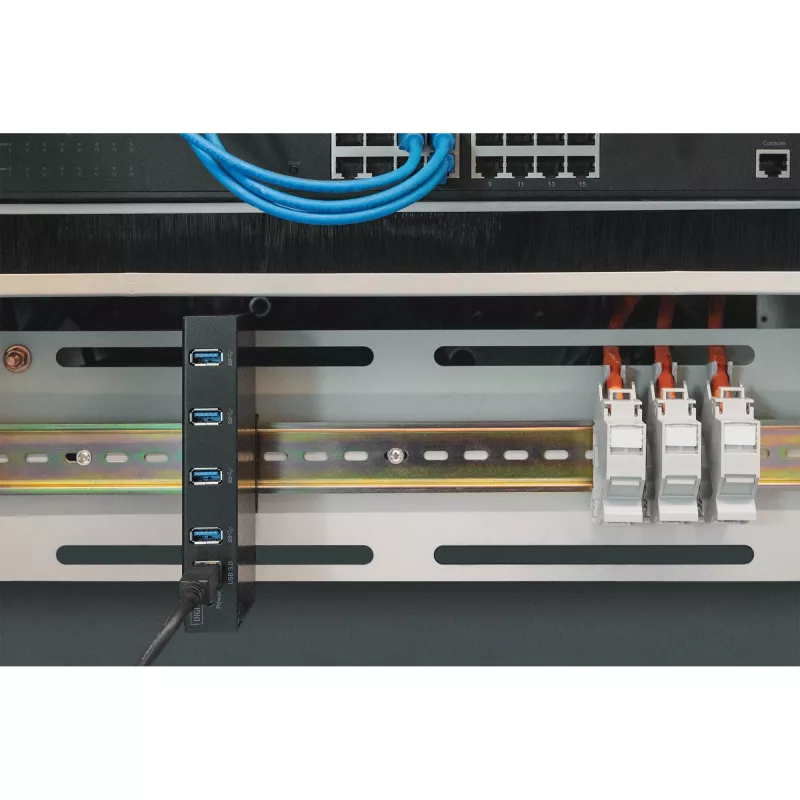 DIGITUS Koncentrator USB 4-portowy 3.0->4xA3.0 linia przemysłowa czarny