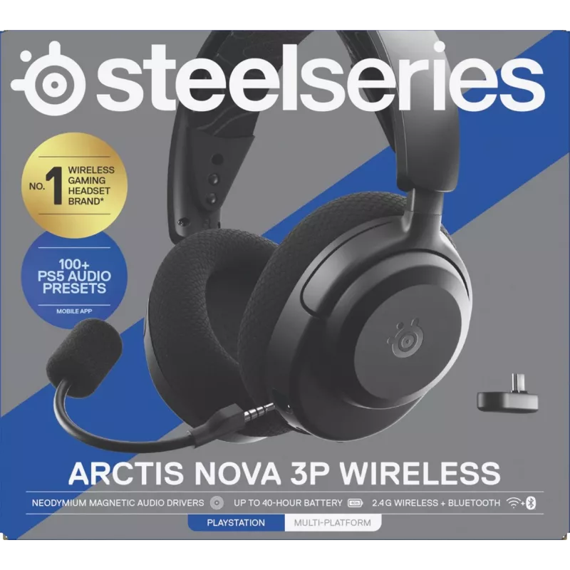 Headset STEELSERIES Arctis Nova 3P Wireless Bluetooth Circumaural Head-band, 20–22000 Hz, 260 g, Czarny