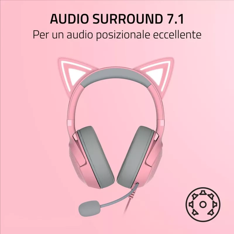 Przewodowe słuchawki nauszne Razer RZ04-04730200-R3M1 — wokółuszne, kabel 1,3 m, 353 g, różowe