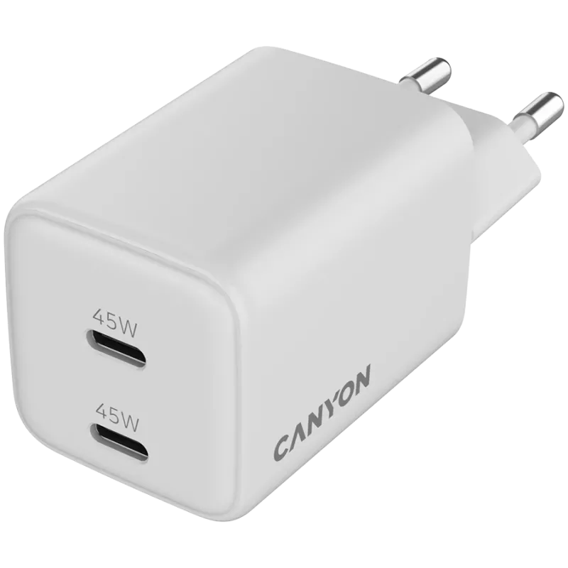 Canyon CU45AC uniwersalna biała ładowarka sieciowa szybkiego ładowania do użytku wewnętrznego