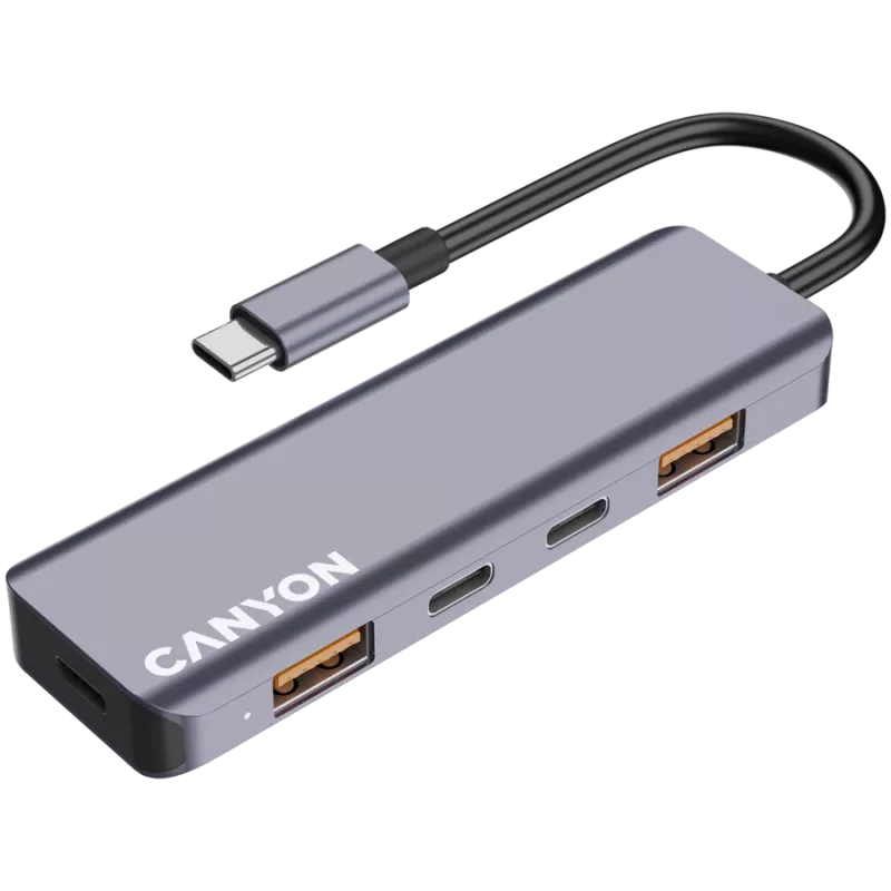 Canyon DS-18 - Hub USB-C - 5 portów - 1x USB-C 5V DC ładowanie - 2x USB-C - 10 Gb/s - 2x USB 3.2