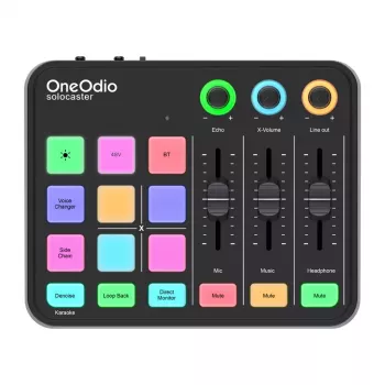Mikser audio i karta dźwiękowa USB OneOdio Solocaster — kompaktowy interfejs biurkowy do streamingu i nagrywania