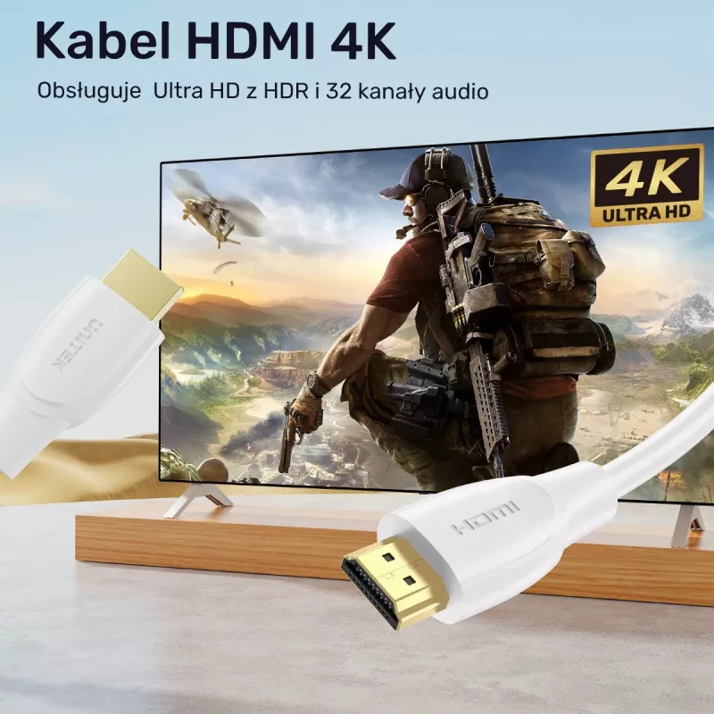 Kabel HDMI Unitek C11090AWH03-1M — 1 m, obsługa 4K 60Hz