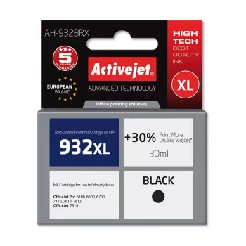 Activejet AH-932BRX Atrament (zamiennik dla HP 932XL CN053AE; Premium; 30 ml; czarny)