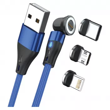 Kabel USB RealPower MagneticCharge3 1m USB A Niebieski Szybkie Ładowanie Transfer Danych
