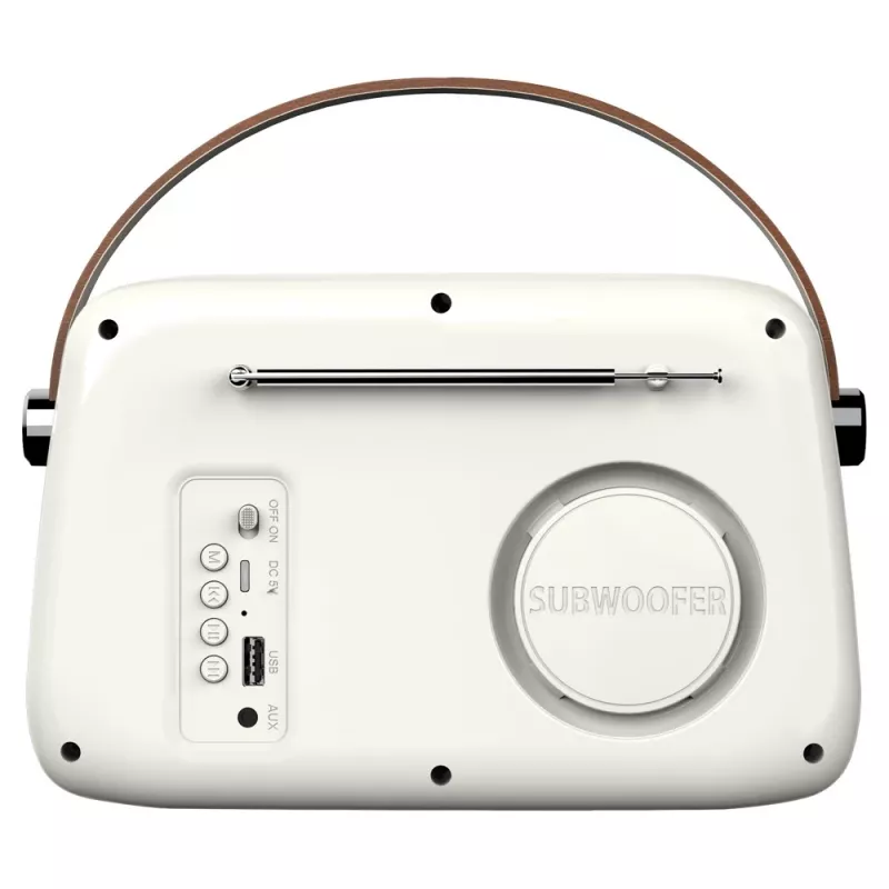 Radio przenośne SAVIO RS-02 — analogowy tuner FM, Bluetooth 5.3, zasilanie USB, 3 W, biały