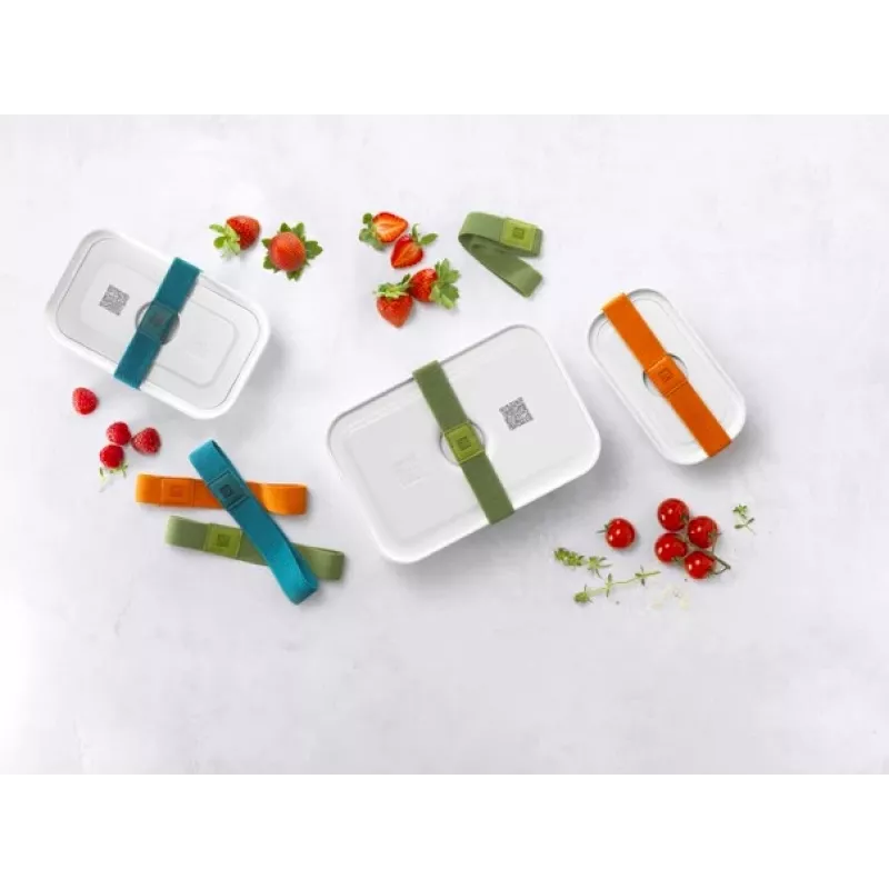 Pojemnik do pakowania próżniowego ZWILLING 36807-007-0, prostokątny plastikowy pojemnik na żywność, 1,1 l i 2,3 l, hermetyczna pokrywka z możliwością blokowania, odłączany, półprzezroczysty biały