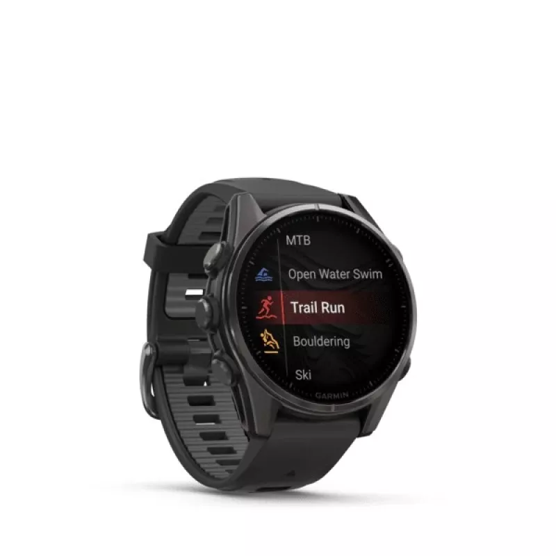 Garmin fenix 8 3,3 cm (1,3) AMOLED 43 mm Cyfrowy 416 x 416 pikseli Ekran dotykowy Czarny Wi-Fi GPS (satelitarny)