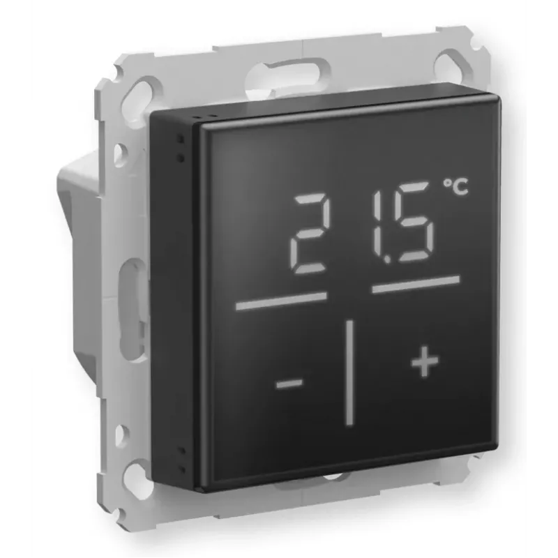 Szklany termostat ścienny Homematic IP z czujnikiem CO₂ — mechaniczny, czarny, 230 V, IP20