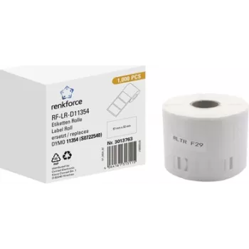 Renkforce rolka etykiet kompatybilna zamiennik DYMO DYMO 11354, S0722540 57 x 32 mm papier biały 1000 szt. klej trwały etykiety uniwersalne RF-6027526 (RF-6027526)