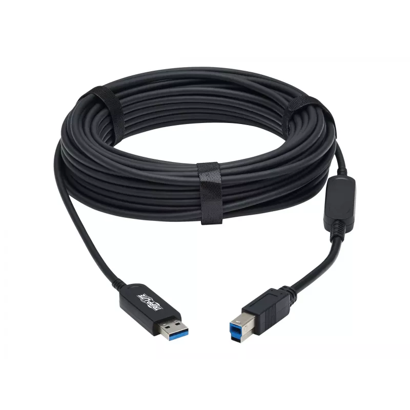 Eaton Tripp Lite Series USB 3.2 Gen 1 Plenum-Rated Fiber Active Optical Cable (AOC) - A/B M/M, Czarny, 20m - Kabel USB - USB Typ A (M) do USB Typ B (M) - USB 3.2 Gen 1 - 20,0m - P