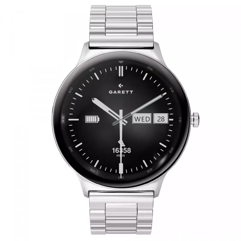 Smartwatch Garett Quantum — srebrny ze stali nierdzewnej