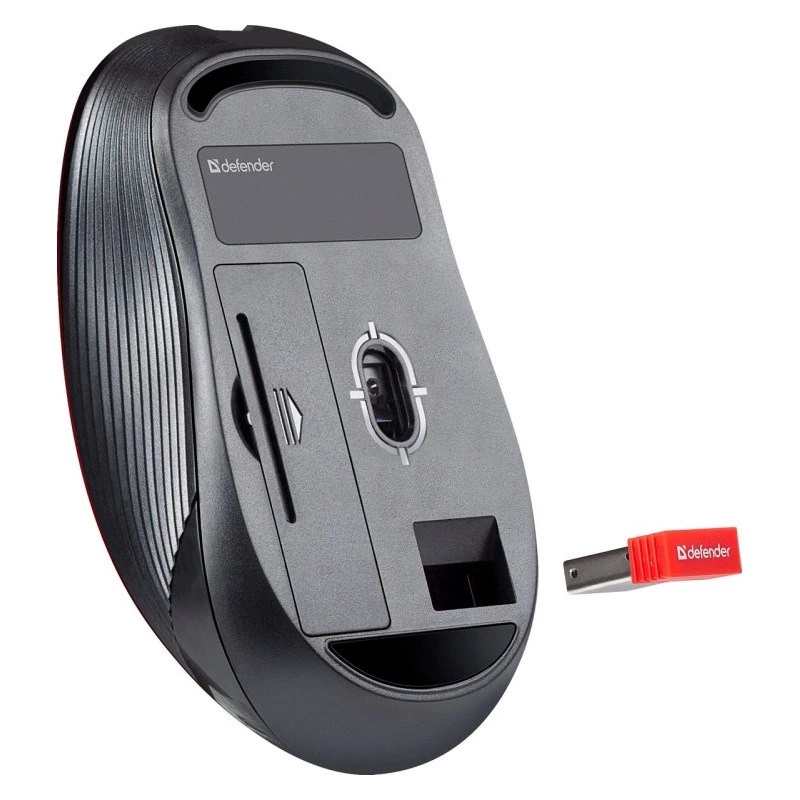 Bezprzewodowa mysz RF z cichymi kliknięciami DEFENDER Gassa MM-105 — symetryczna, 1600 DPI, 2,4 GHz, nanoodbiornik USB