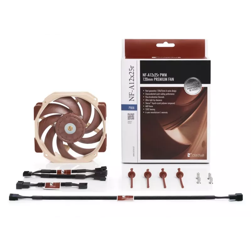Wentylator Noctua NF-A12X25R PWM 12 cm Beżowy Brązowy 2000 RPM 102.1 m³/h