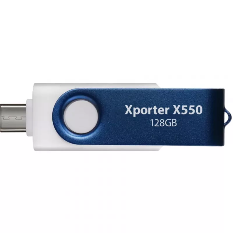 Pamięć USB PATRIOT Xporter X550 128 GB, dwuzłączowa USB-A i USB-C 3.2 Gen 1, niebiesko-biała