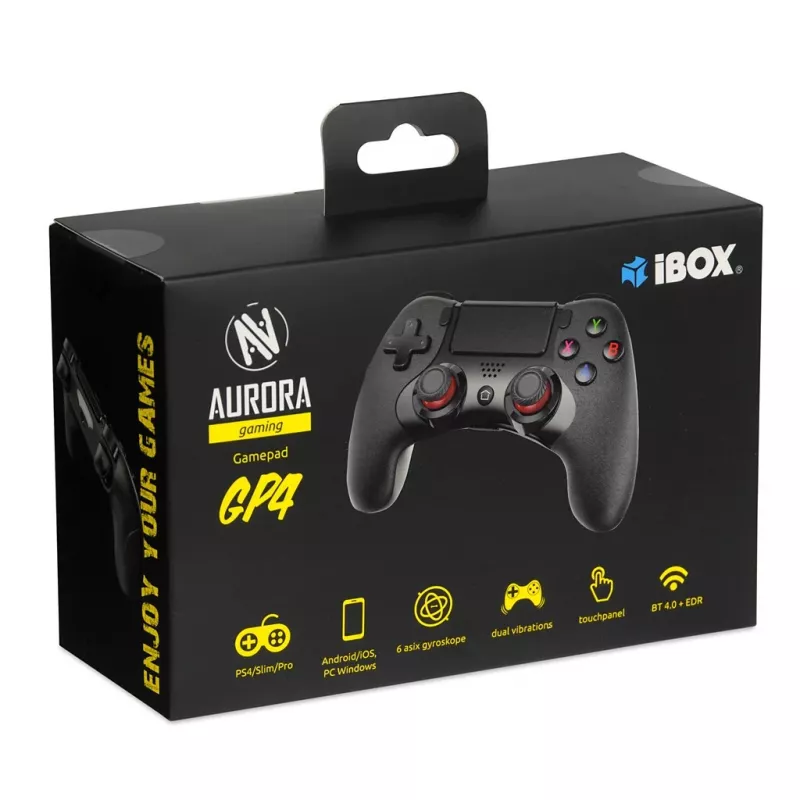IBox IGP4 Gamepad Bluetooth Czarny Perfekcyjny do Gier Analogowo/Cyfrowy Android, PC, PlayStation 4, iOS