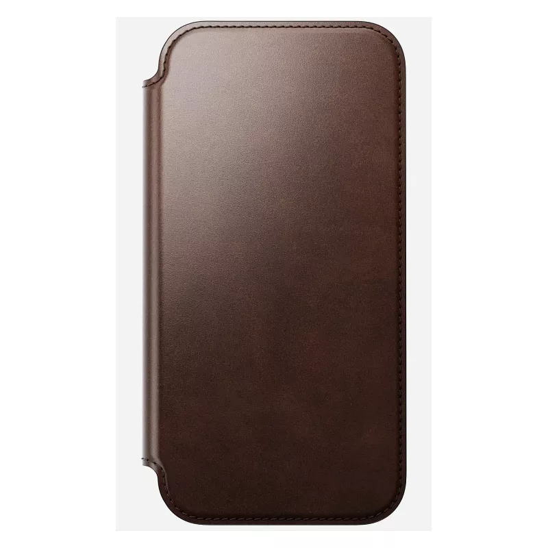 Nomad Modern Leather Folio etui na telefon komórkowy Pokrowiec dla iPhone 17 Pro Max — Brązowy, skóra, ekran 6,3 cala, 4 kieszenie na karty