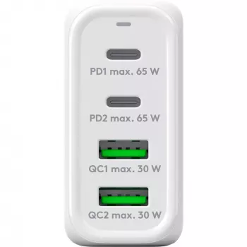 Goobay 64818 Ładowarka do urządzeń mobilnych, słuchawek - laptop - smartfon, biała, szybkie ładowanie AC, do użytku wewnętrznego (64818)