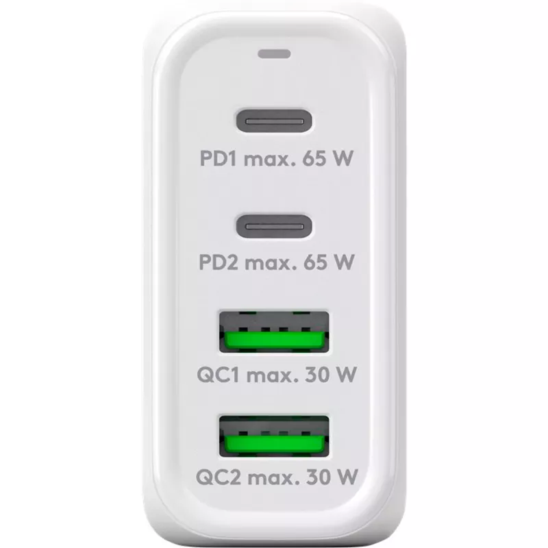 Goobay 64818 Ładowarka do urządzeń mobilnych, słuchawek - laptop - smartfon, biała, szybkie ładowanie AC, do użytku wewnętrznego (64818)
